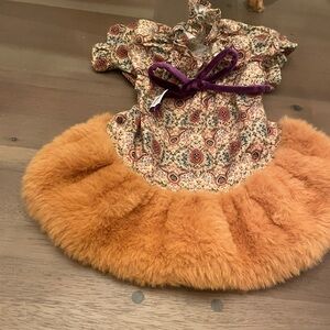 louisdog dog clothes dress s 3/4 lb dog fur trim